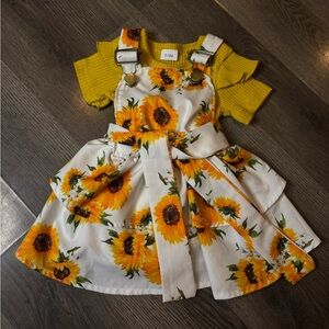 Sunflower Print Dress with Yellow Onesie